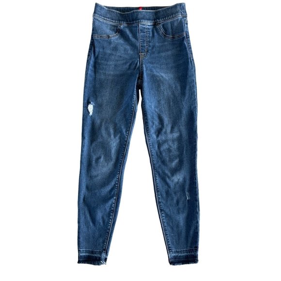 Spanx Distressed Ankle Skinny Jeans Medium Wash Pull On Size M 20203R $98 - Picture 5 of 12
